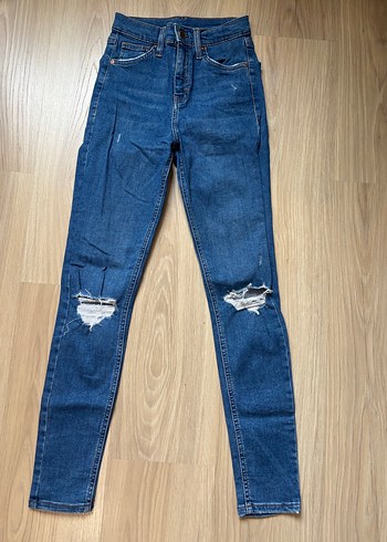 Dizleri Yırtık Mavi Skinny Kot Pantolon