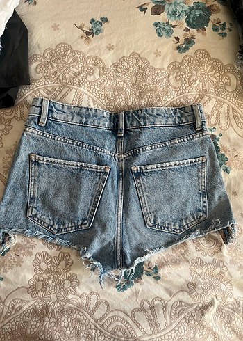 Düğmeli Mini Mavi Denim Şort - Görsel 2