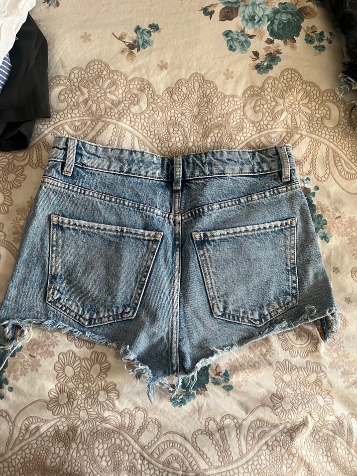Düğmeli Mini Mavi Denim Şort - Görsel 2