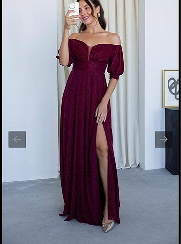 BORDO SİMLİ ABİYE