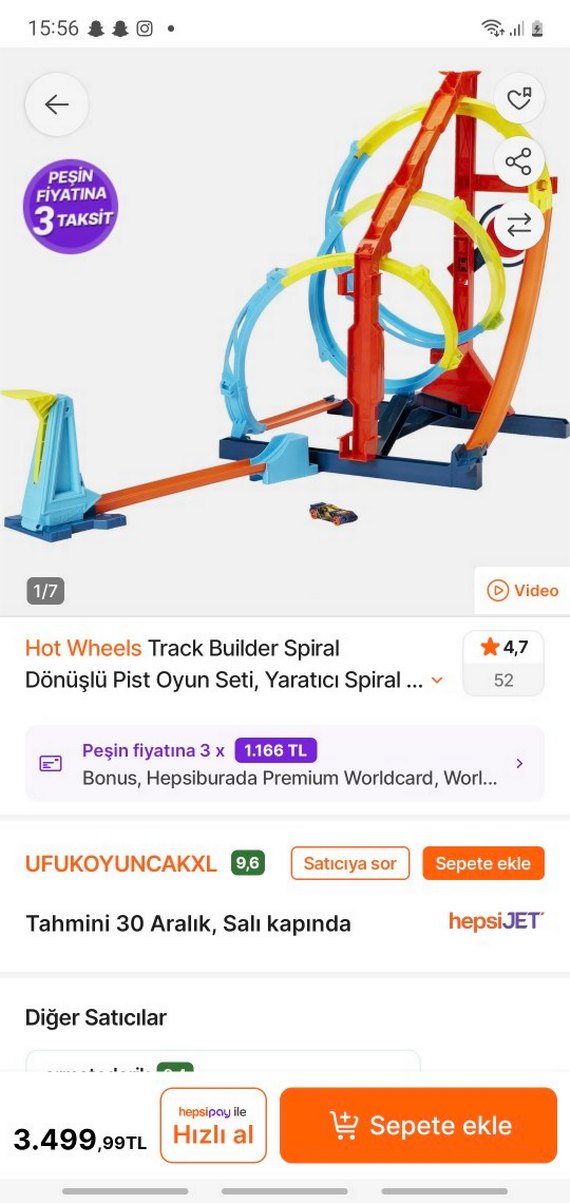 Hot Wheels Track Builder Spiral Dönüşlü Pist - Görsel 2