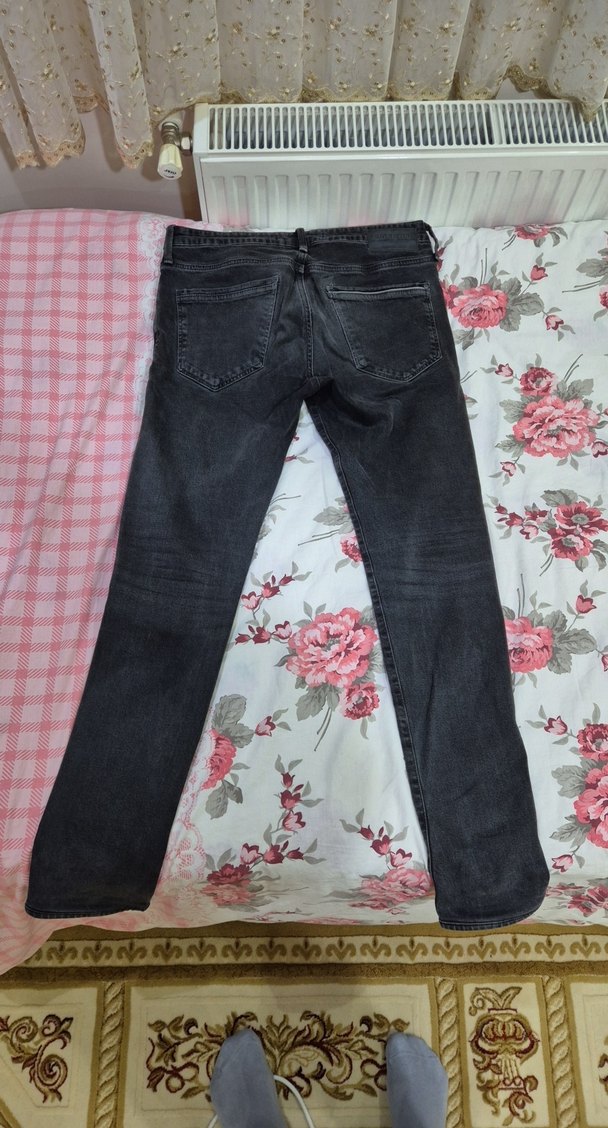 Erkek Gri hafif dar kesim Kot Pantolon - Görsel 2