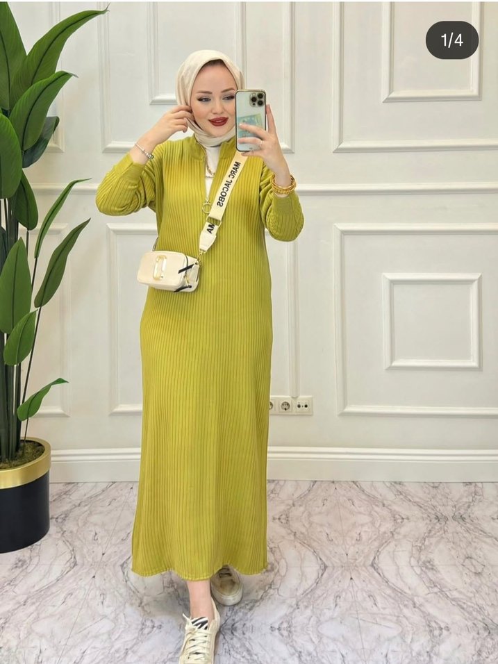 Boğazlı, Etnik Desenli Kısa Triko Elbise - Görsel 2