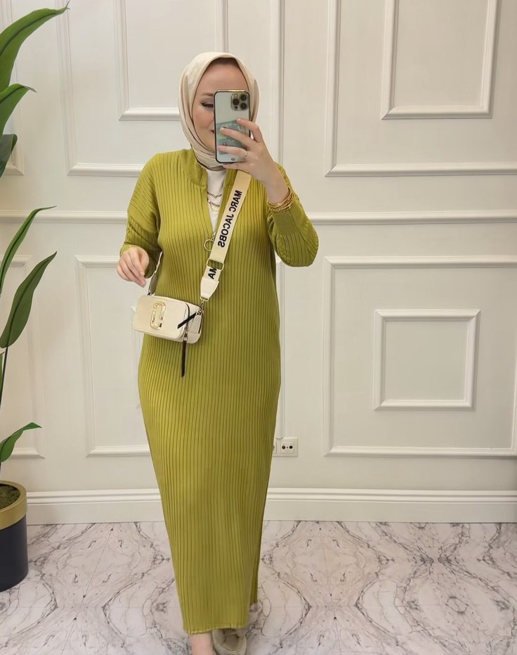 Boğazlı, Etnik Desenli Kısa Triko Elbise - Görsel 3