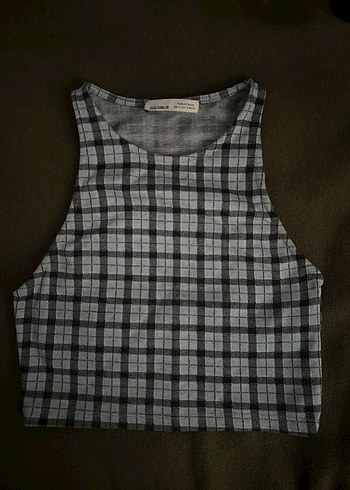 Mavi Kareli Crop Top - Pull&Bear - Görsel 2