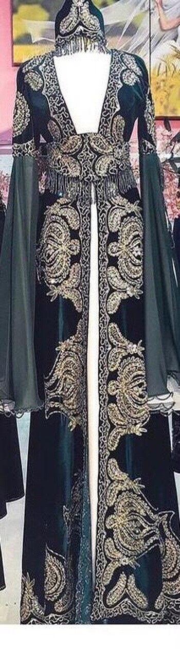 Abiye Kaftan/bindallı kadife