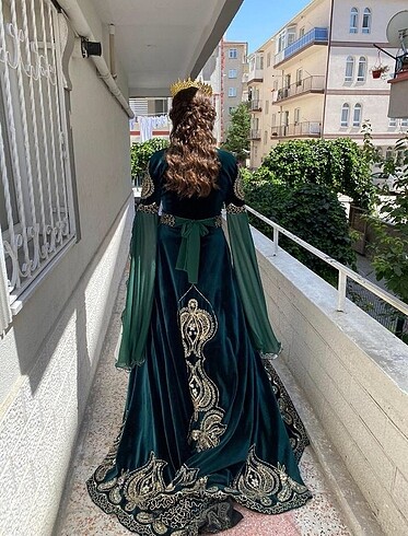 m Beden yeşil Renk Kaftan/bindallı kadife