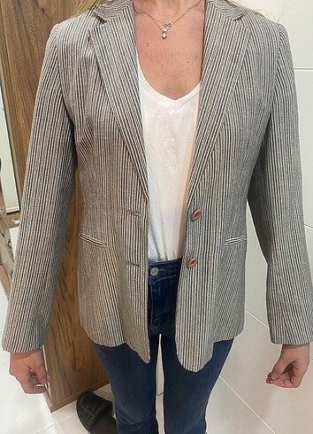 38 Beden çeşitli Renk Çizgili blazer ceket