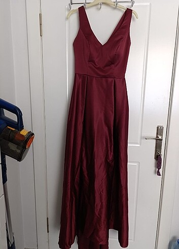 Bordo abiye elbise - Görsel 5