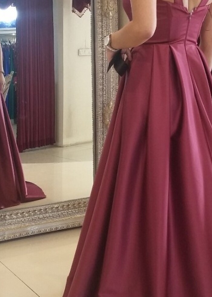 Bordo abiye elbise - Görsel 2