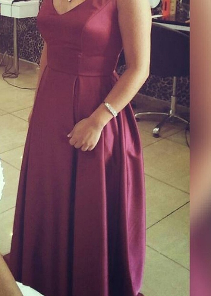 Bordo abiye elbise - Görsel 4