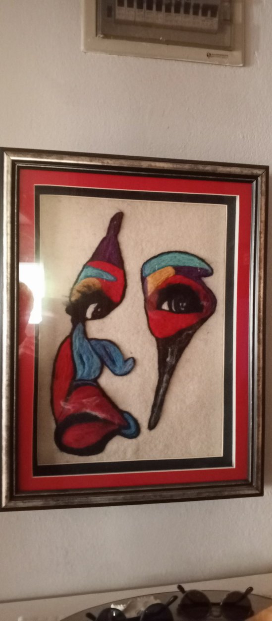 Çerçeveli Çok Renkli Soyut Yüz Tablosu - Görsel 2