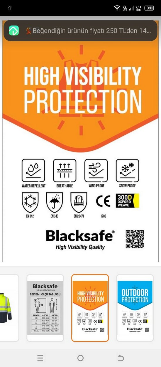 Erkek Sarı Reflektörlü mont - Görsel 5