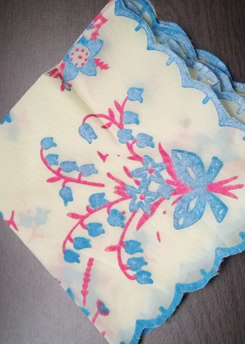 Vintage Çok Renkli Dantel Detaylı mendil - Görsel 2