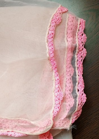 Antika Dantel Kenarlı Pembe Kadın Fular - Görsel 2