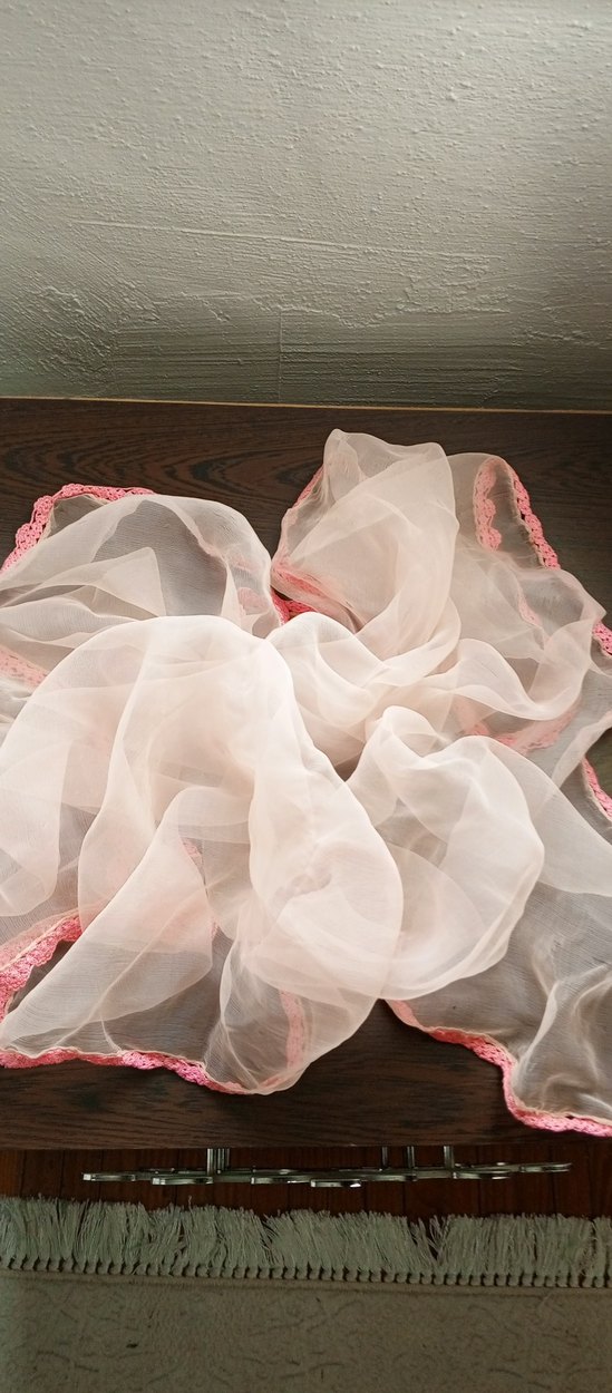 Antika Dantel Kenarlı Pembe Kadın Fular - Görsel 3