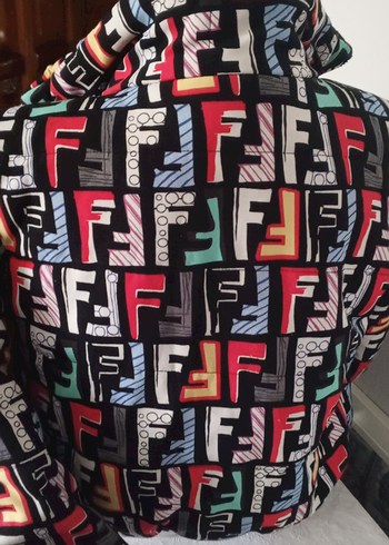 Renkli Baskılı Fermuarlı Street Wear Kadın Ceket - Görsel 2