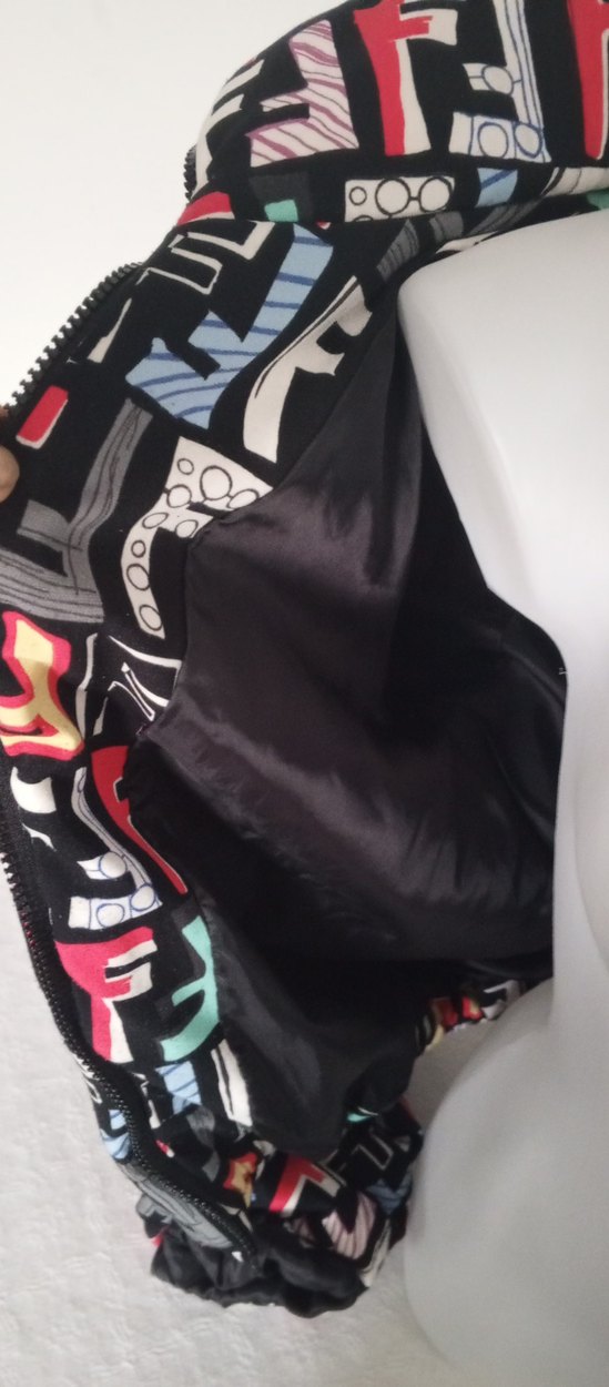 Renkli Baskılı Fermuarlı Street Wear Kadın Ceket - Görsel 5