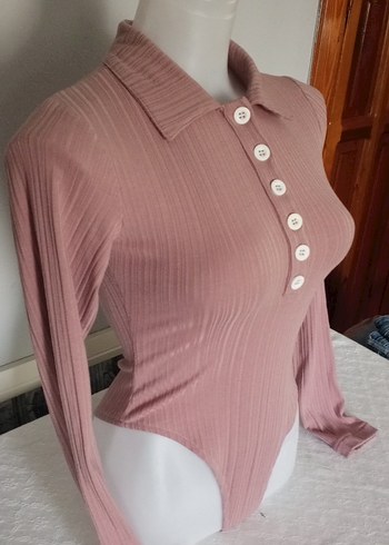 Düğmeli, Uzun Kollu,gül kurusu Bluz - Görsel 2