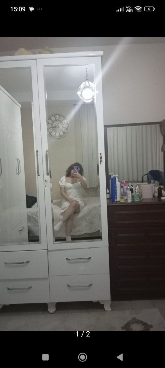 Beyaz Elbise mini boy - Görsel 2