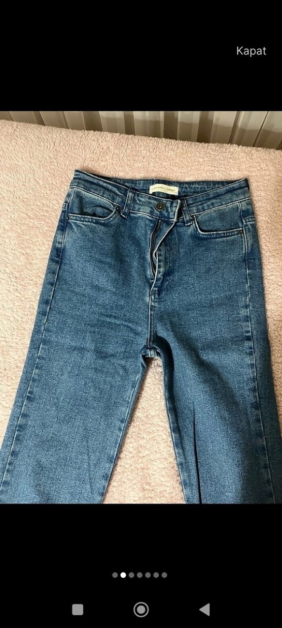 Beyaz Batik Desenli  Kot Pantolon - Görsel 2