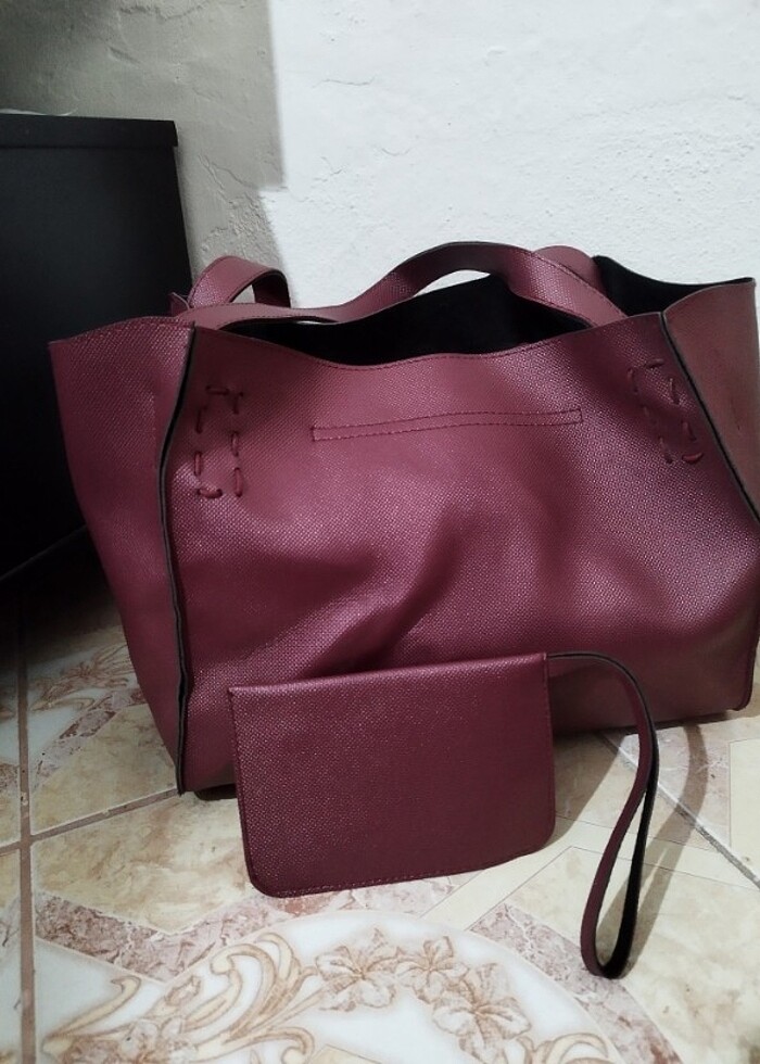 Cüzdanlı Bordo Çanta  - Görsel 2