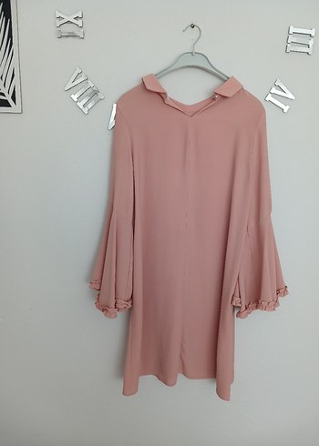 38 Beden Pembe Mini Renkli Modern Klasik Tunik