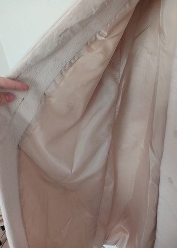 Bej Düğmeli Uzun Kadın Kaban - Görsel 7