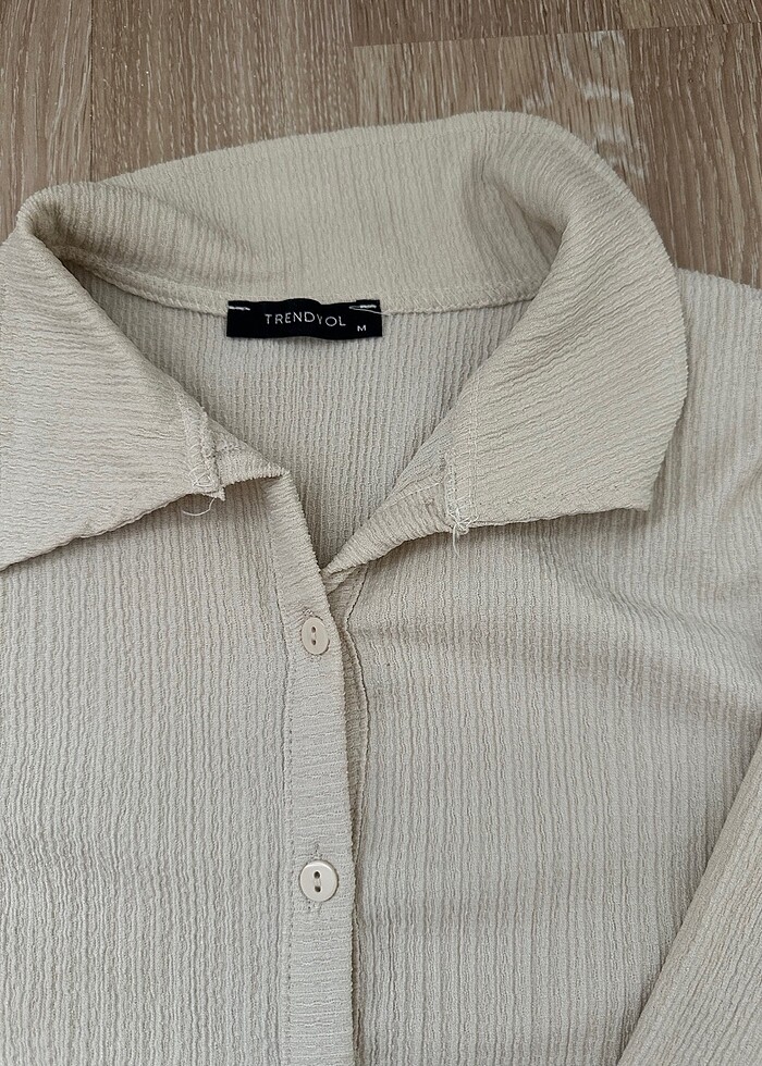 Bej crop gömlek - Görsel 2