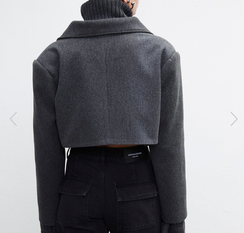 Düğmeli Gri Denim Midi Kadın Ceket - Görsel 2