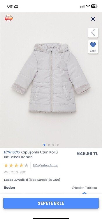LC Waikiki Kız bebek mont