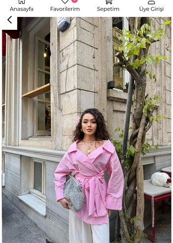 Pembe Bağlamalı Mini Uzun Kollu Tunik