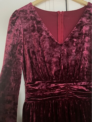 Bordo kadife elbise