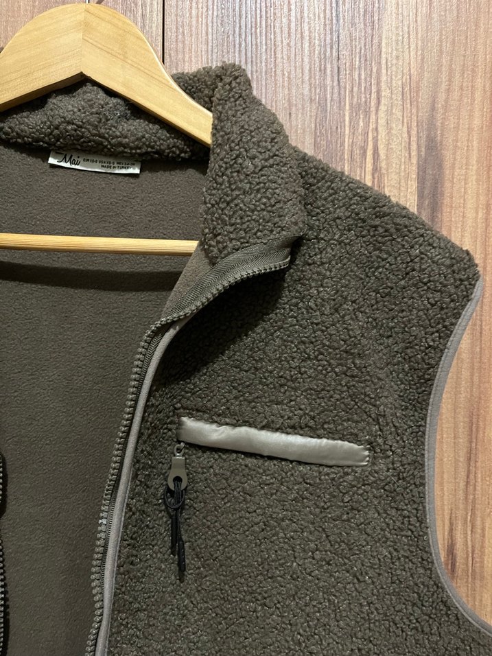 Fermuarlı Kahverengi Kadın Polar Yelek - Görsel 3