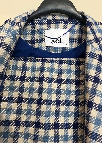 Kadın Lacivert Ekose Uzun Blazer Ceket-Pantolon Takım - Görsel 3