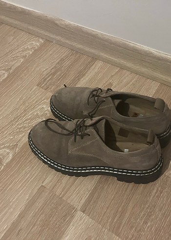 Kahverengi Süet Kadın Oxford Platform Ayakkabı - Görsel 4