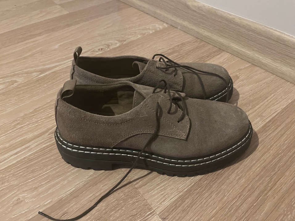 Kahverengi Süet Kadın Oxford Platform Ayakkabı - Görsel 5