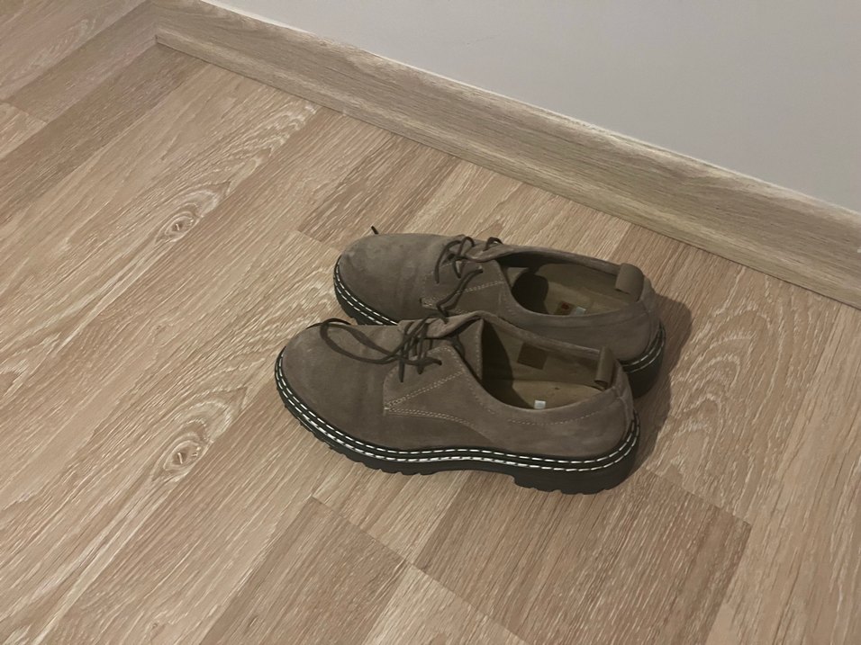 Kahverengi Süet Kadın Oxford Platform Ayakkabı - Görsel 4