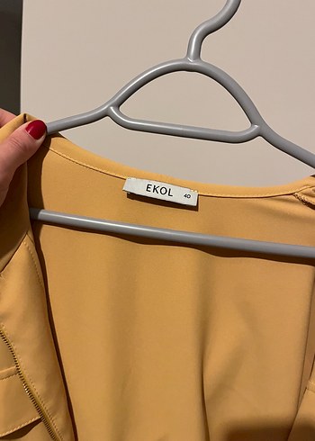 Sarı Ekol Polyester Üst Ceket - Görsel 4