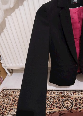 Siyah Kadın Düğmeli Ofis Blazer Ceket - Görsel 6