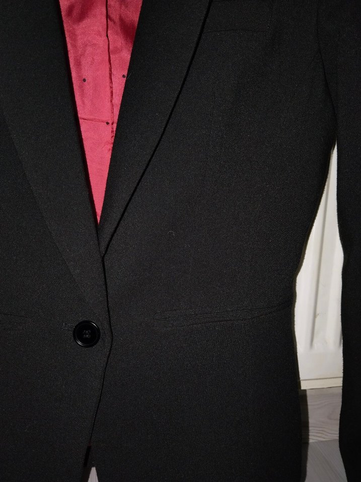 Siyah Kadın Düğmeli Ofis Blazer Ceket - Görsel 3