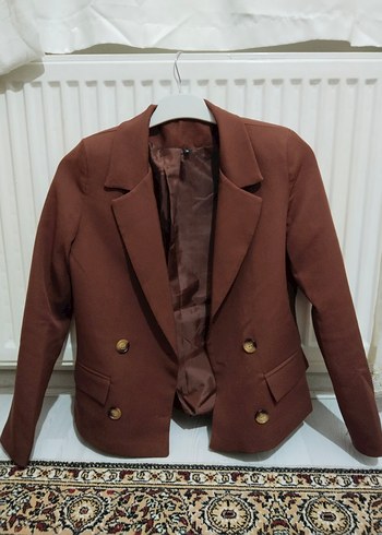 Kahverengi Düğmeli Kadın Blazer Ceket - Görsel 4