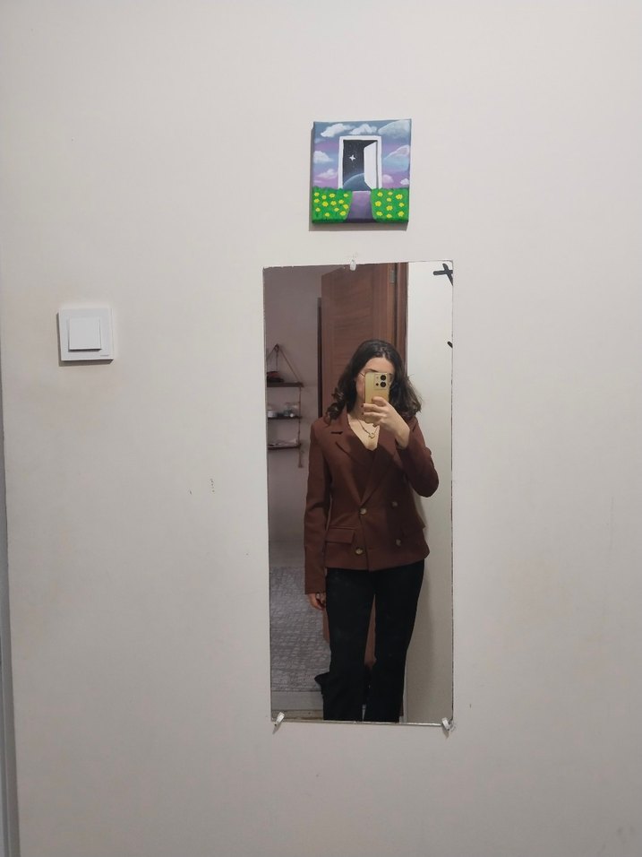 Kahverengi Düğmeli Kadın Blazer Ceket - Görsel 5