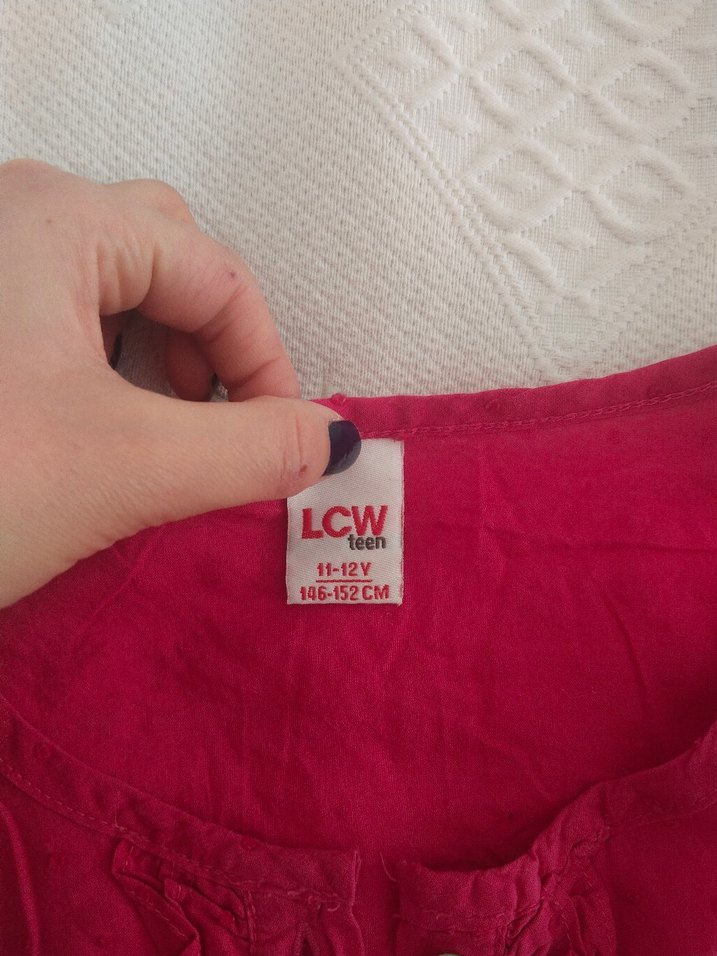 Kız Çocuk Kısa Kollu Pembe Keten Bluz - Görsel 2