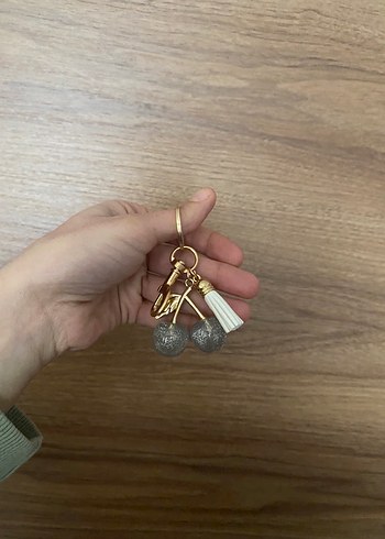 Bohem Gri Püsküllü Kadın Anahtarlık - Görsel 2