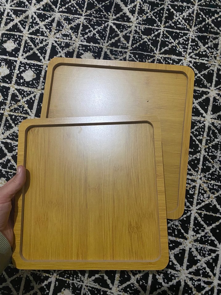 Kare Kahverengi Ahşap Mouse Pad bambu sunum tepsisi - Görsel 3