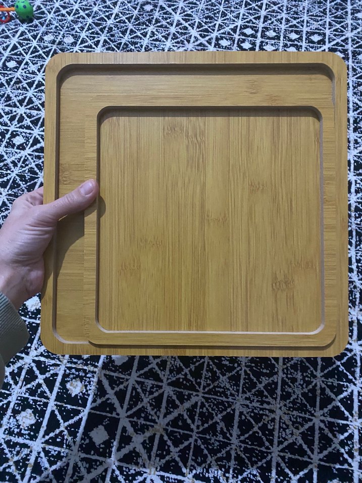 Kare Kahverengi Ahşap Mouse Pad bambu sunum tepsisi - Görsel 4