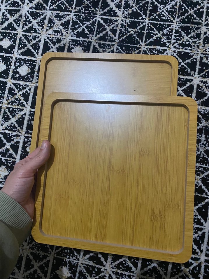 Kare Kahverengi Ahşap Mouse Pad bambu sunum tepsisi - Görsel 2