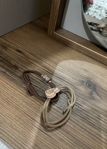 Bej Elastik Ahşap Bohem Saç Tokası - Görsel 2