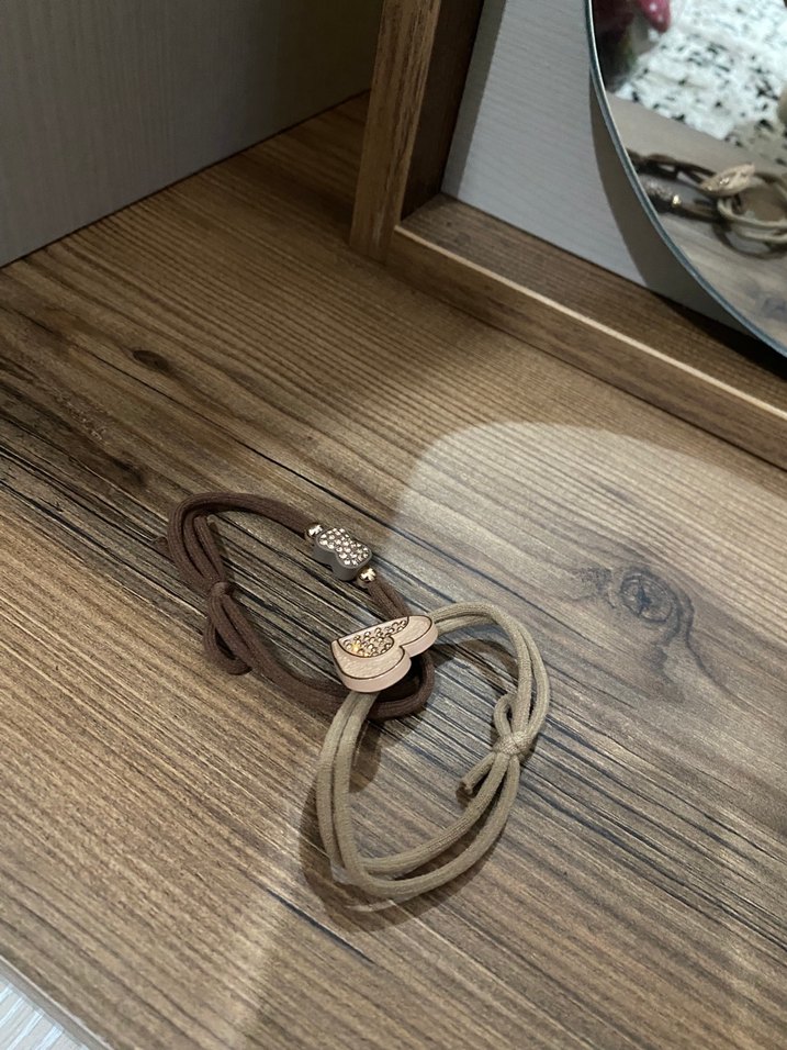 Bej Elastik Ahşap Bohem Saç Tokası - Görsel 2